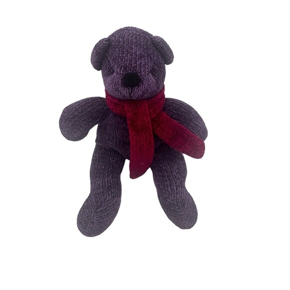 Pottery Barn Nicholas Bear w/Red Scarf Weighted Bottom Stuffed Plush, Vintage 8” - Picture 1 of 11